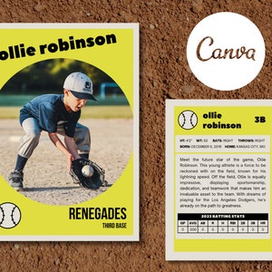 Modello di carta collezionabile di baseball stile anni '50 / Carta collezionabile di baseball da collezione personalizzabile / Modello Canva modificabile / Download istantaneo fai da te