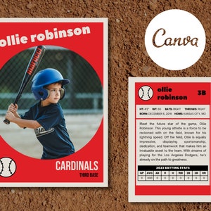 50er-Jahre-Stil Baseball Foto-Sammelkarte Vorlage | Anpassbare Sammel Baseball Karte | Bearbeitbare Canva Vorlage | DIY Sofort Download