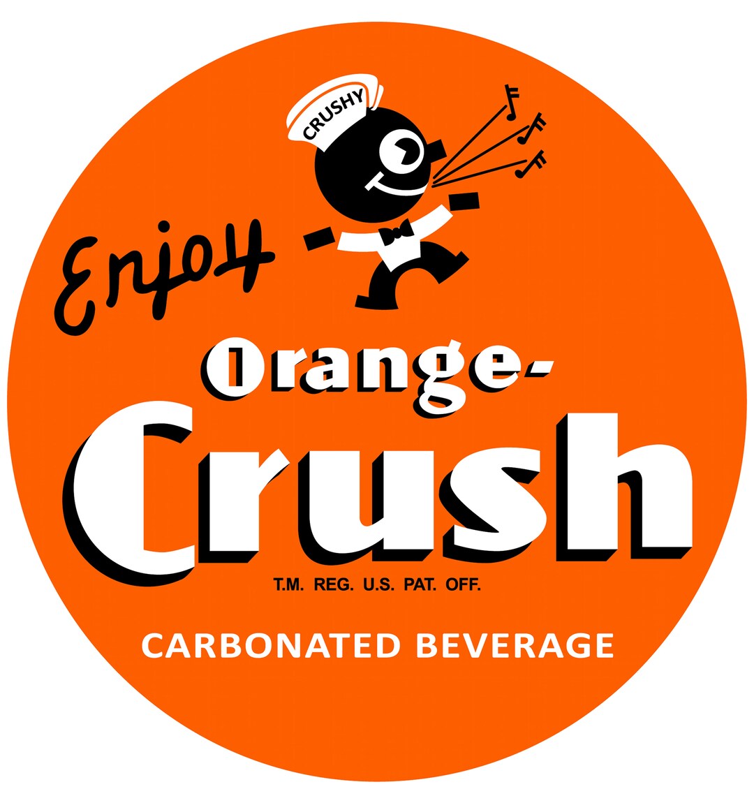 Orange Crush Carbonated Vintage Logo Vinyl Decal / Sticker 10 Sizes