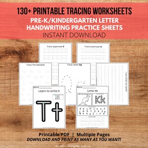 130 Printable Alphabet Letter Tracing Worksheets / Preschool and Kindergarten Tracing Worksheets /ABC Tracing / Handwriting