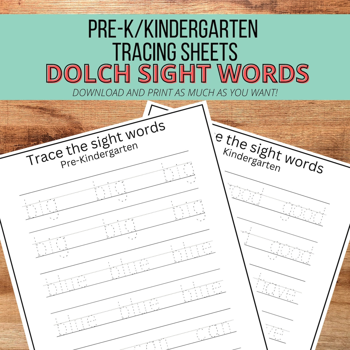Sight Word Tracing Printable
