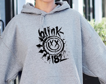 Blink 182 Hoodie, Smile Face Hoodie, Funny Smile Hoodie, Blink 182 Rock Hoodie, Trendy Vintage Smile Hoodie, Gift for Her, Cute Woman Shirt