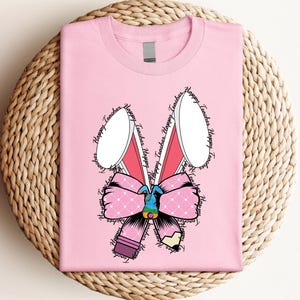 Easter Teacher Cute Coquette Bow Bunny Tshirt, Teacher Easter Shirt, Coquette Bow Easter Shirt, Easter Day Gift, Spring School Teacher Shirt