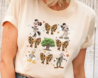 Mickey and Friends Safari Mode T-Shirt, Leopard Bows, Animal Kingdom Shirt