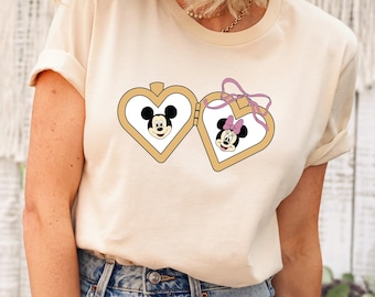 Locket T-Shirt, Cute Locket Bow T Shirt, Minnie Mickey Lover Shirt, Minnie Mickey Locket Shirts, Mickey Coquette Shirt, Disneyland Shirt