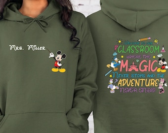 Personalized Teacher Hoodie, Custom Name Teacher Hoodie, Mickey Mouse Hoodie, Disney Hoodie, Teacher Mickey Mouse Hoodie, Custom Teacher