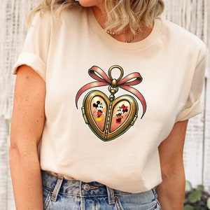 Mickey Locket T-Shirt, Cute Locket Bow T Shirt, Disney Locket Bow Shirt, Mickey Minnie Shirt, Disneyland Valentine Shirt, Valentines Gift