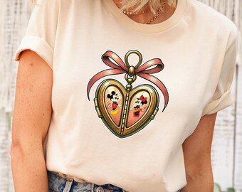 Mickey Locket T-Shirt, Cute Locket Bow T Shirt, Disney Locket Bow Shirt, Mickey Minnie Shirt, Disneyland Valentine Shirt, Valentines Gift
