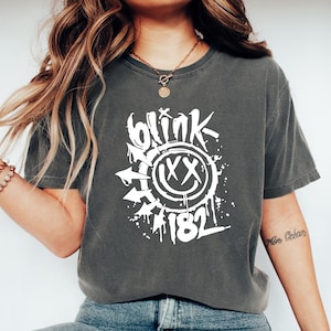 Comfort Colors T-Shirt\ Blink 182 T-Shirt, Smile Face Shirt, Cute Smile Shirt, Blink 182 Rock Shirt, Trendy Vintage Smile Shirt, Funny Woman