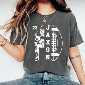 Comfort Colors T-Shirt\ Custom Name And Number Football T-Shirt, Personalized Football T Shirt, Football Mom Shirt, Football Season Shirt