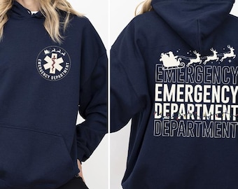 Emergency Department Christmas Hoodie,ER Nurse Xmas Hoodie, Christmas Lights ER Nurse Pullover, Medical Nurse Gift