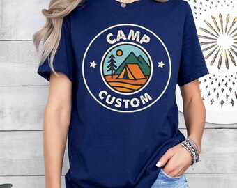 Custom Camp Shirt, Matching Family Camping Tee, Retro Mountain Graphic T-Shirt ,Personalized Group Camping Gift