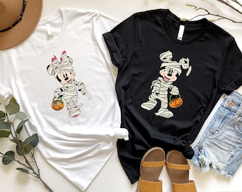 Disney Halloween Shirt, Cute Mickey Minnie Mummy T-Shirt, Matching Halloween Couple Tee, Spooky Disney Park