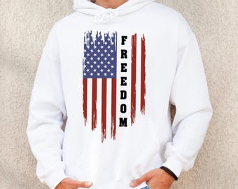 Freedom American Flag Hoodie: Patriotic USA Stars and Stripes Pullover