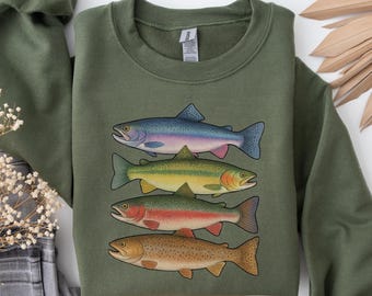 Trout Fishing Sweatshirt: Retro Fly Fishing Crewneck