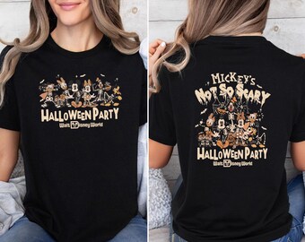 Not So Scary Halloween Party Shirt, Vintage Disney Skeleton Halloween Tee, Mickey Friends Spooky Disney Trip Shirt