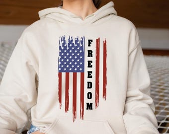 Freedom Hoodie: Distressed USA Flag Patriotic Pullover