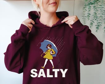 Salty Hoodie: Retro Rain Girl Graphic
