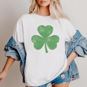 Comfort Colors T-Shirt\ Retro Shamrock T-Shirt, Womens Shenanigans T Shirt, Four Leaf Clover Shirt, Womens Irish Shirt, Lucky Shirt