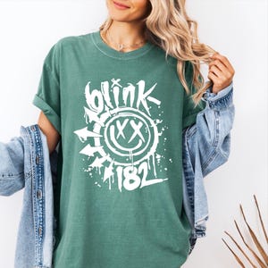 Comfort Colors Blink 182 Shirt: Vintage Smile Face Rock Tee