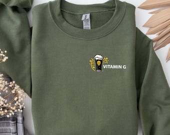 Funny Irish Beer Crewneck: Vitamin G Pullover St Pattys Day Pub Wear