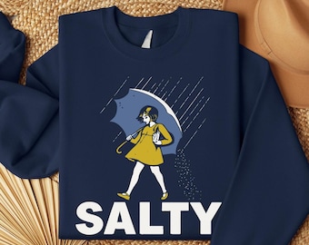 Salty Girl Sweatshirt: Retro Vintage Women’s Graphic Pullover