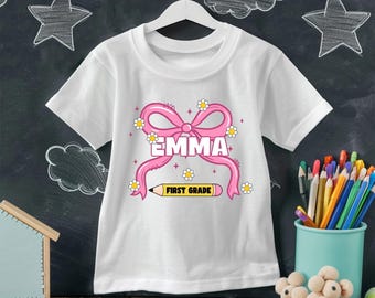Personalized First Grade Shirt: Coquette Back to School Outfit