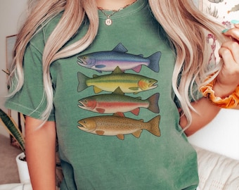 Comfort Colors Trout Shirt: Abstract River Fish Tee