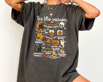 Retro Halloween Comfort Colors Shirt: Pumpkin Witch Graphic Tee