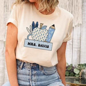 Personalized Teacher Shirt: Floral Custom Name, Back to School Gift