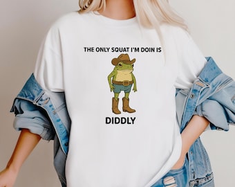 Comfort Colors Funny Cowboy Frog T-Shirt: Diddly Squat Gym Humor