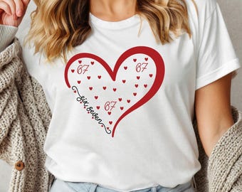 Six Seven Heart Shirt: 67 Valentine Pattern Tee