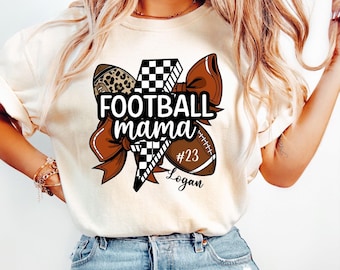 Comfort Colors Football Mom Shirt, Custom Football Mama Shirt with Name, Personalized Football Mom Shirt, Game Day Shirt, Football Mom Gift