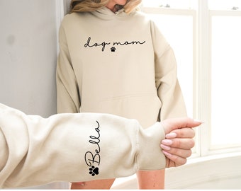 Personalized Dog Mom Hoodie, Custom Name, Dog Lover Gift