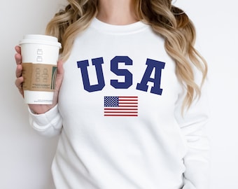 USA Flag Sweatshirt, Patriotic 4th of July Gift