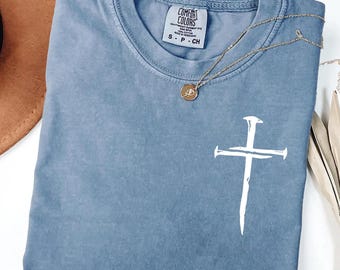 Comfort Colors Cross T-Shirt: Minimalist Christian Faith Shirt