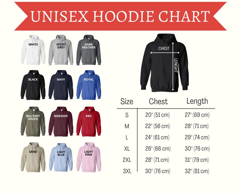 a diagram of a hoodie size chart