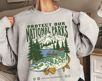 National Parks Sweatshirt: Protect Nature, Retro Explorer Crewneck
