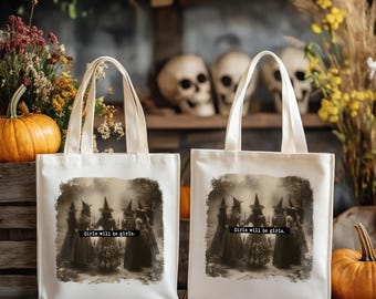 Girls Will Be Girls Tote Bag: Vintage Witch Halloween