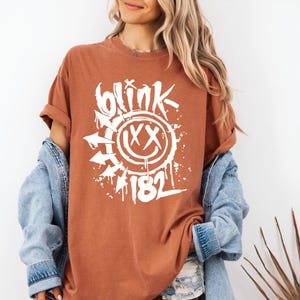 Blink 182 Comfort Colors Tee: Grunge Rock Smiley Face Shirt