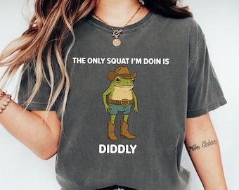 Comfort Colors Funny Cowboy Frog Shirt: Diddly Squat Gym Humor Tee