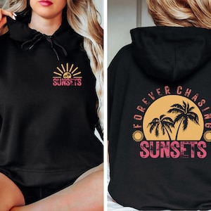 Retro Beach Sunset Hoodie: Forever Chasing Sunsets