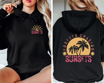 Retro Beach Sunset Hoodie: Forever Chasing Sunsets