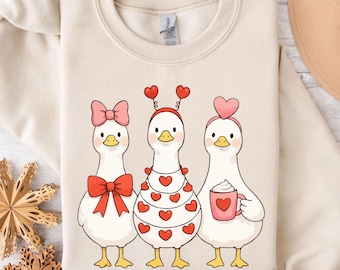 Heart Goose Crewneck : Whimsical Valentine Crewneck