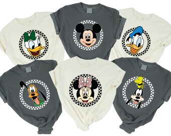 Comfort Colors® Retro Mickey Minnie Shirts, Retro Mickey and Friends Shirt, Checkered Mickey Shirt, Disney Family Vacation Shirts