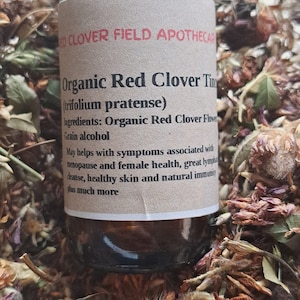 2 fl oz  Organic Red Clover Tincture,Herbal Extract, Organic Alcohol