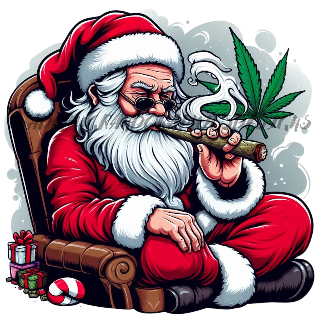 Père Noël fumeur, Père Noël drôle Png, Père Noël fumeur chanvre Père Noël drôle en sublimation