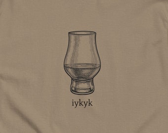 Bourbon T-Shirt, IYKYK If You Know You Know, Glencairn Whiskey Glass, Unisex Gildan 5000 Short Sleeve T-Shirt, Funny Whisky tshirt