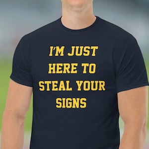 I&#39;m Just Here To Steal Your Signs T-Shirt, Funny Tee, Jim Harbaugh, Michigan Football, Shirts, Game Day Apparel, College Football