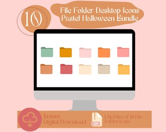 Pastell Halloween Geist Ordner Icons: Desktop Thema (Digitaler Download)